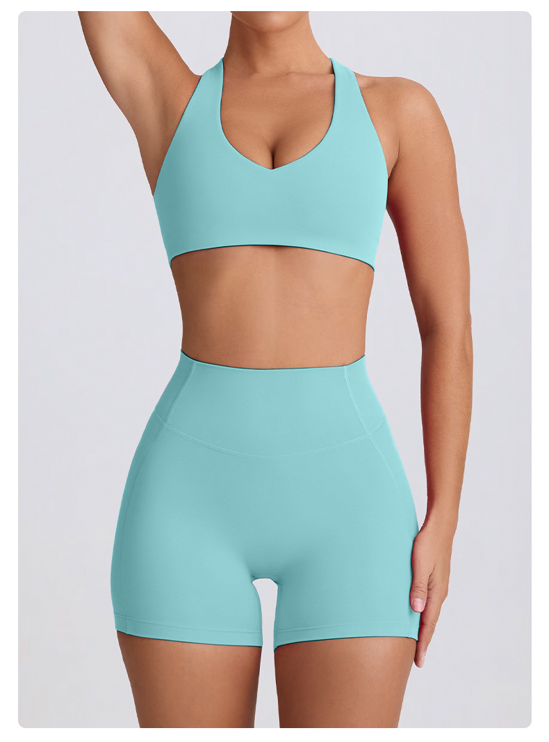 Spaghetti Strap Naked-Sensation Fitness Yoga Shorts Set SKL-QY-B6006+K5007