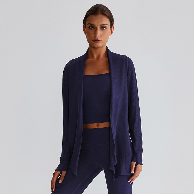 Ribbed Fabric Long-Sleeve Yoga Jacket for Fitness SKL-LQ7005