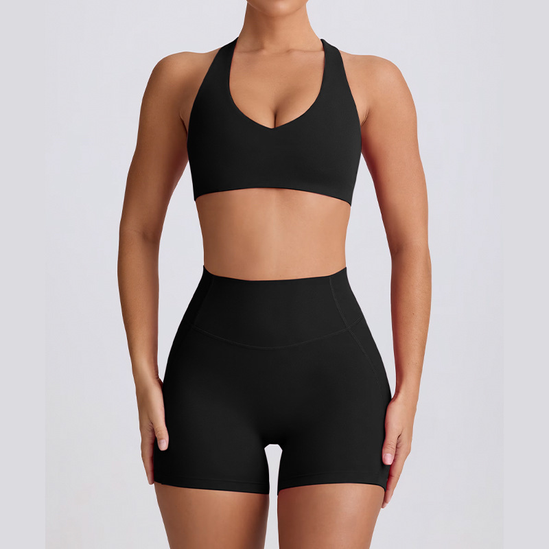 Spaghetti Strap Naked-Sensation Fitness Yoga Shorts Set SKL-QY-B6006+K5007