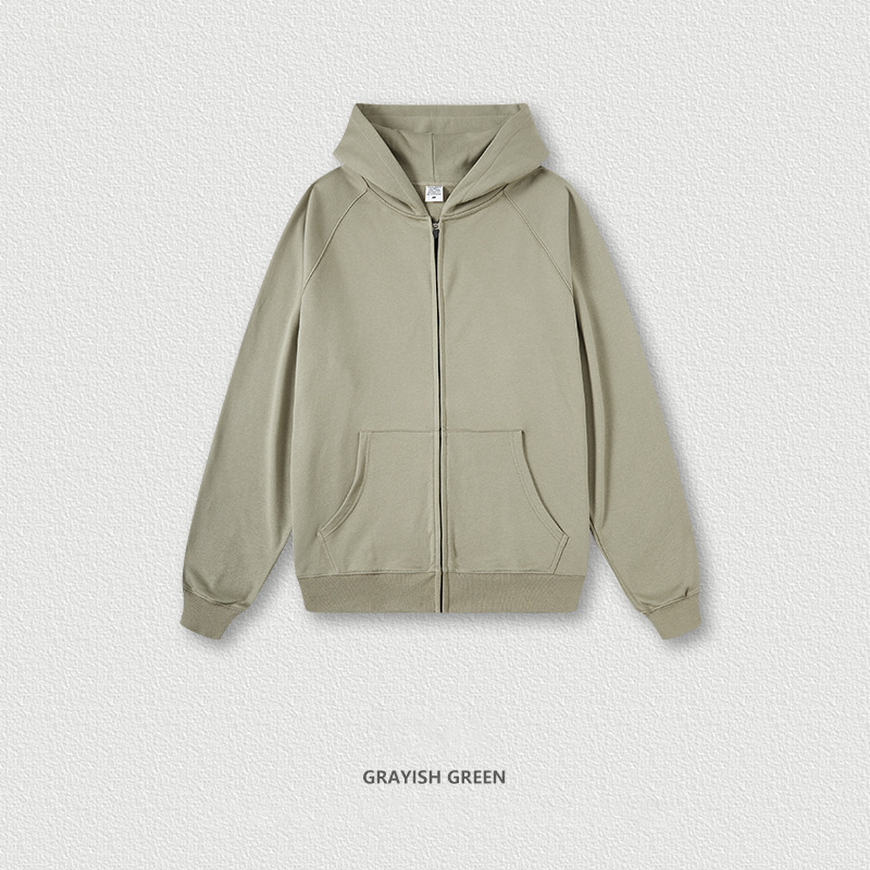  Earth Tone Sporty Loose Hooded Zip-Up Cardigan BEW0050