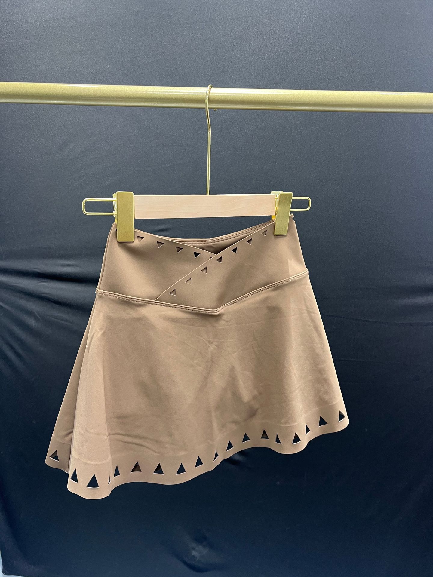 A-Line V-Waist Hollow-Out Lined Tennis Mini Skirt SKL-FNK202366