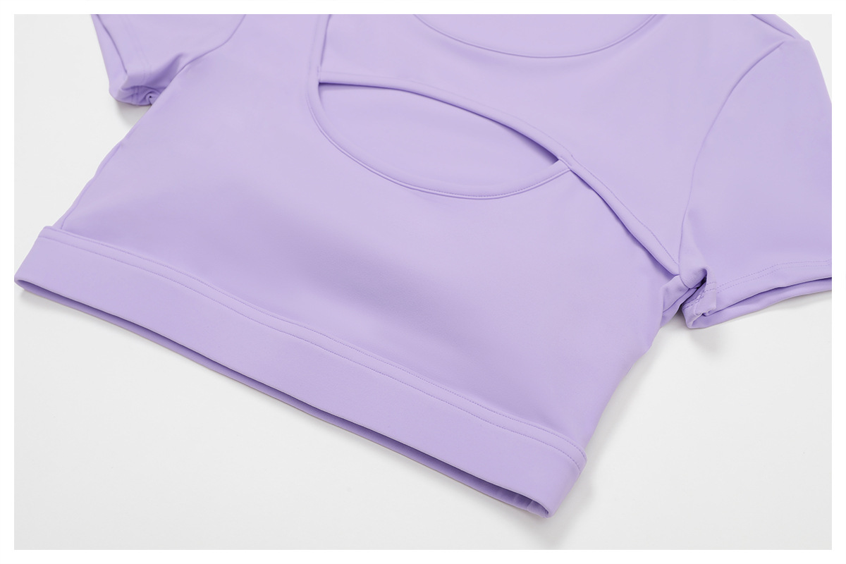 Women's Hollow Out Compression Shockproof Yoga Short Sleeve Top 4501