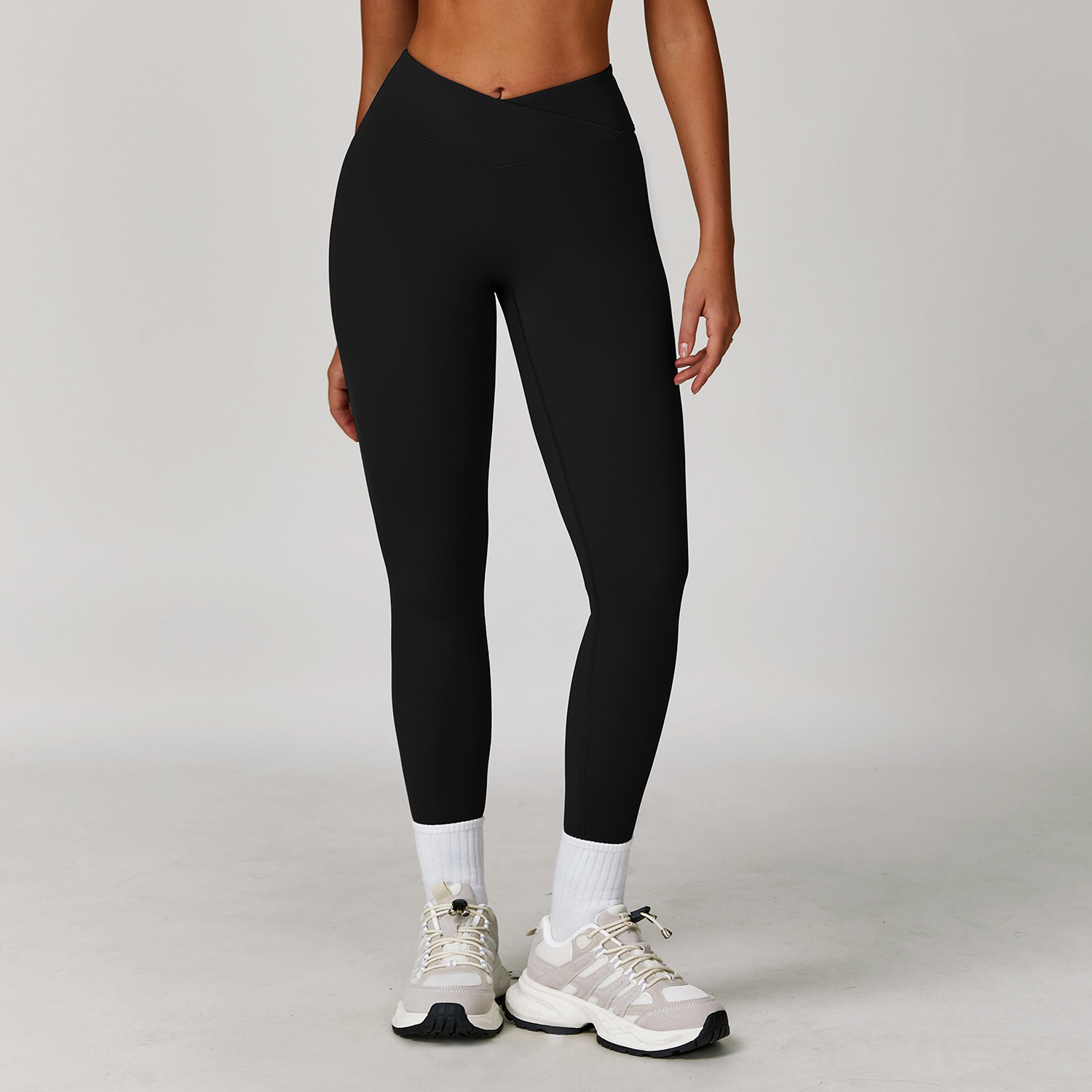  Women's Cross-Waist High-Waisted Compression Seamless Yoga Leggings 4501