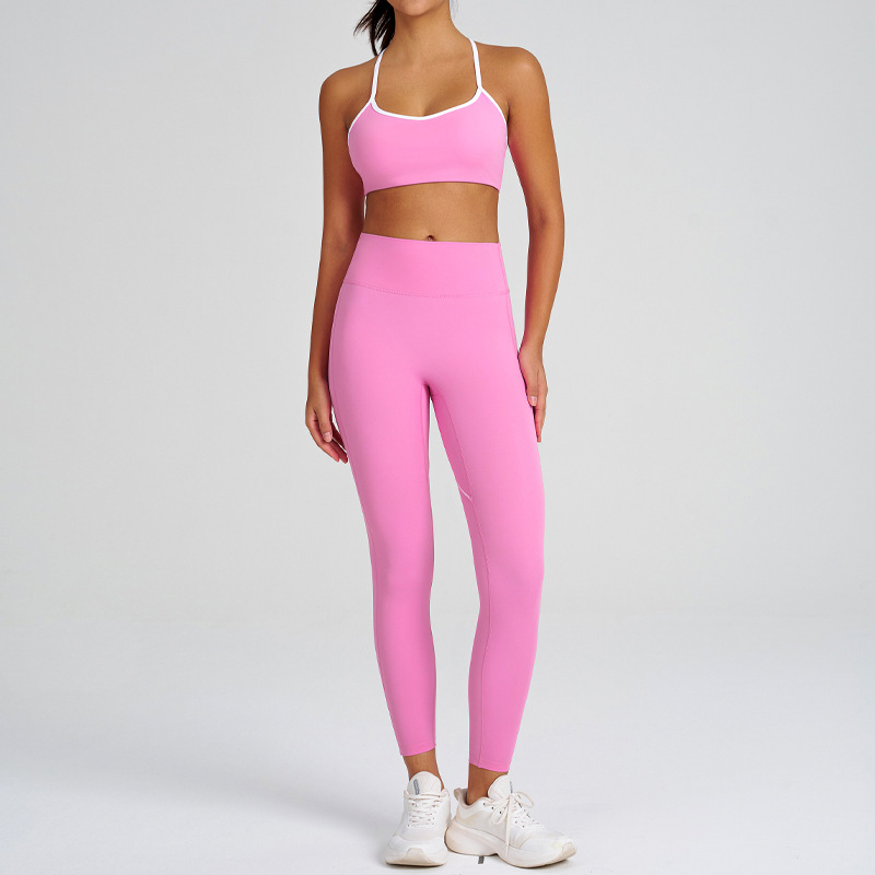 Slimming Compression Spaghetti Strap Open-Back Running Pants Set SKL-QY-B6001+K5008
