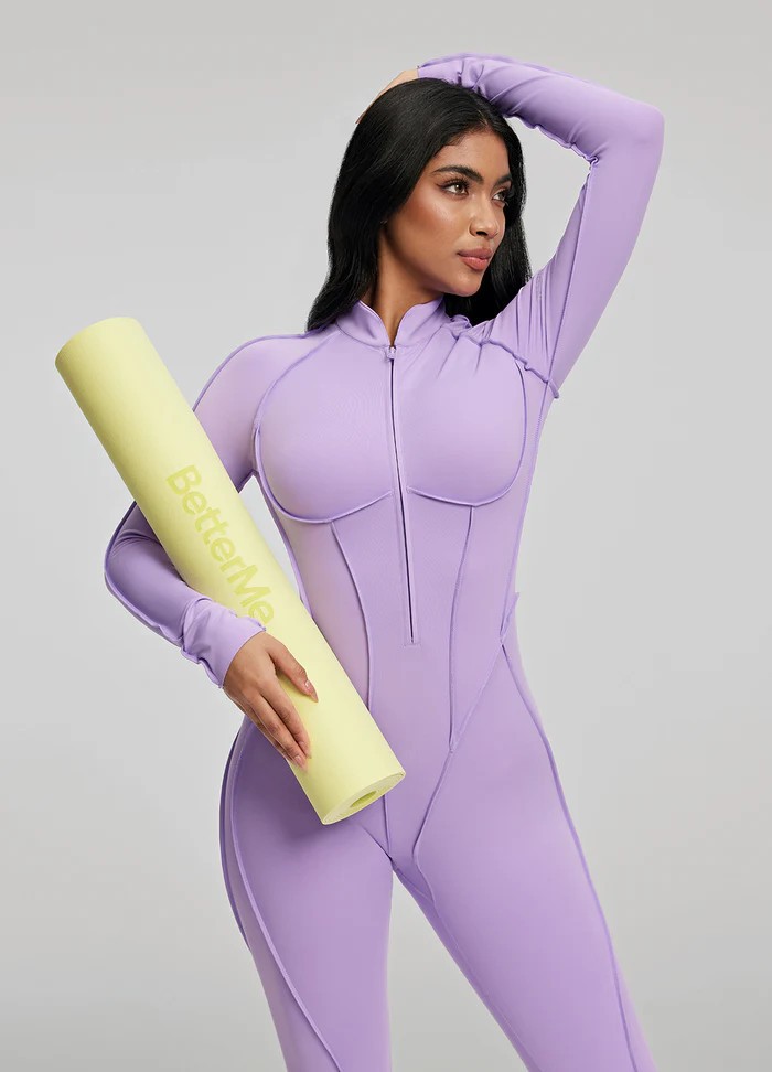 Comfortable Slim Fit Open-Back Long Length Yoga Jumpsuit with Built-in Bra SKL-FNK25122