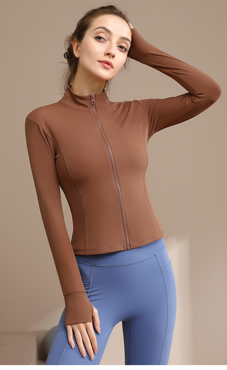 Slim Fit Yoga Jacket for Women Casual Sport Top with Windproof Standing Collar SKL-QY22402