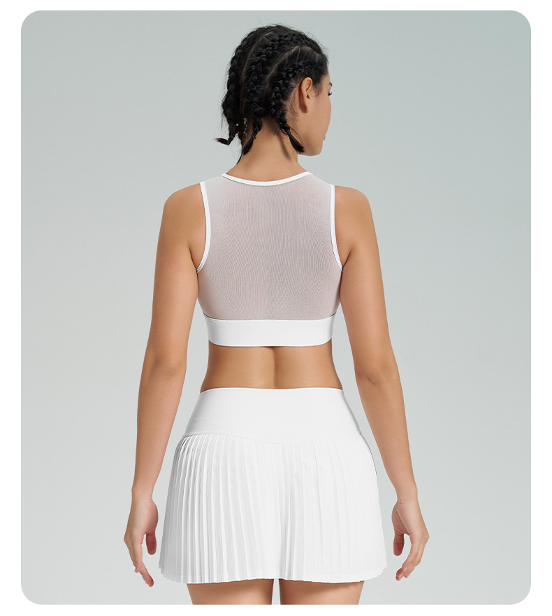 Women's Anti-Sheer Pleated Tennis Skirt & Yoga Shorts Set SKL-QY-B4024+K4567