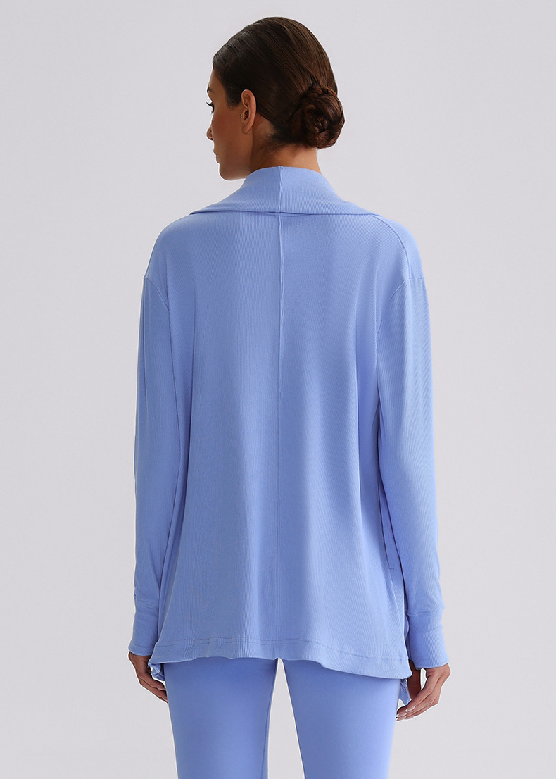 Ribbed Fabric Long-Sleeve Yoga Jacket for Fitness SKL-LQ7005
