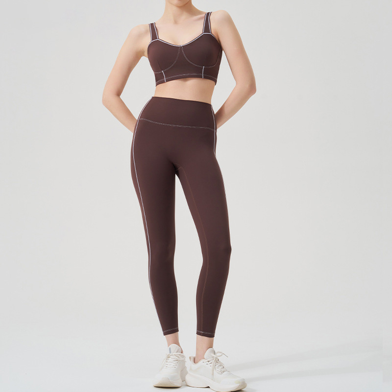 Colorblock Open-Back Multi-Sport Yoga Set with Sports Bra for Running & Fitness SKL-QY-B4037+K4624