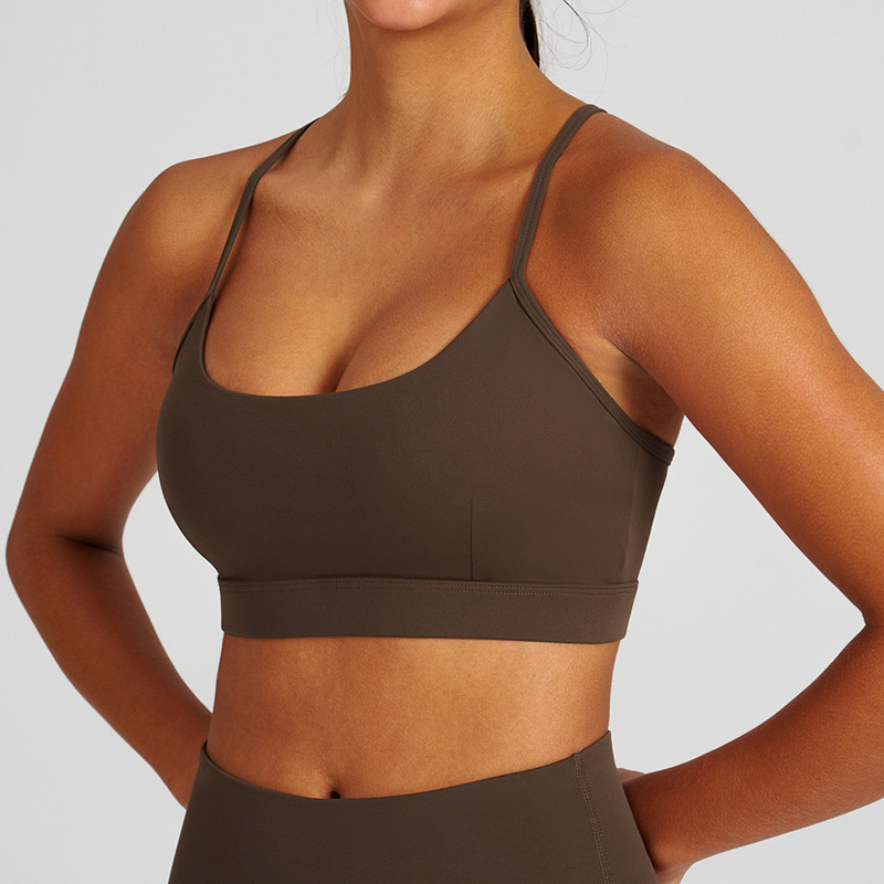 Nude - feel Padded Bust - binding Slim - fit Yoga Bra SKL-QY-B4033