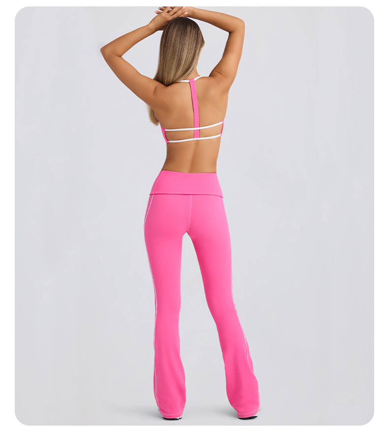 Color-block Striped Yoga Pants for Women, Flared Long Pants for Running and Fitness SKL-QY-K4599