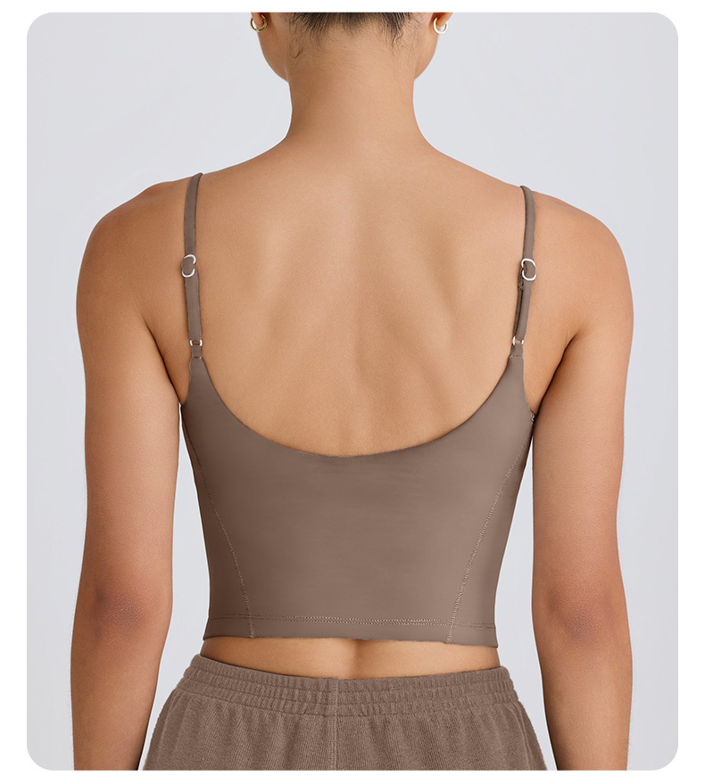 Thin-Strap Yoga Tank Top with Fixed Cups for Fitness SKL-QY-T4844