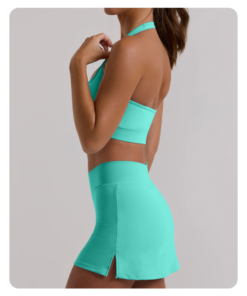 High-Elasticity Tennis Skirt Gym Pilates & Yoga Set SKL-QY-B3074+K3612