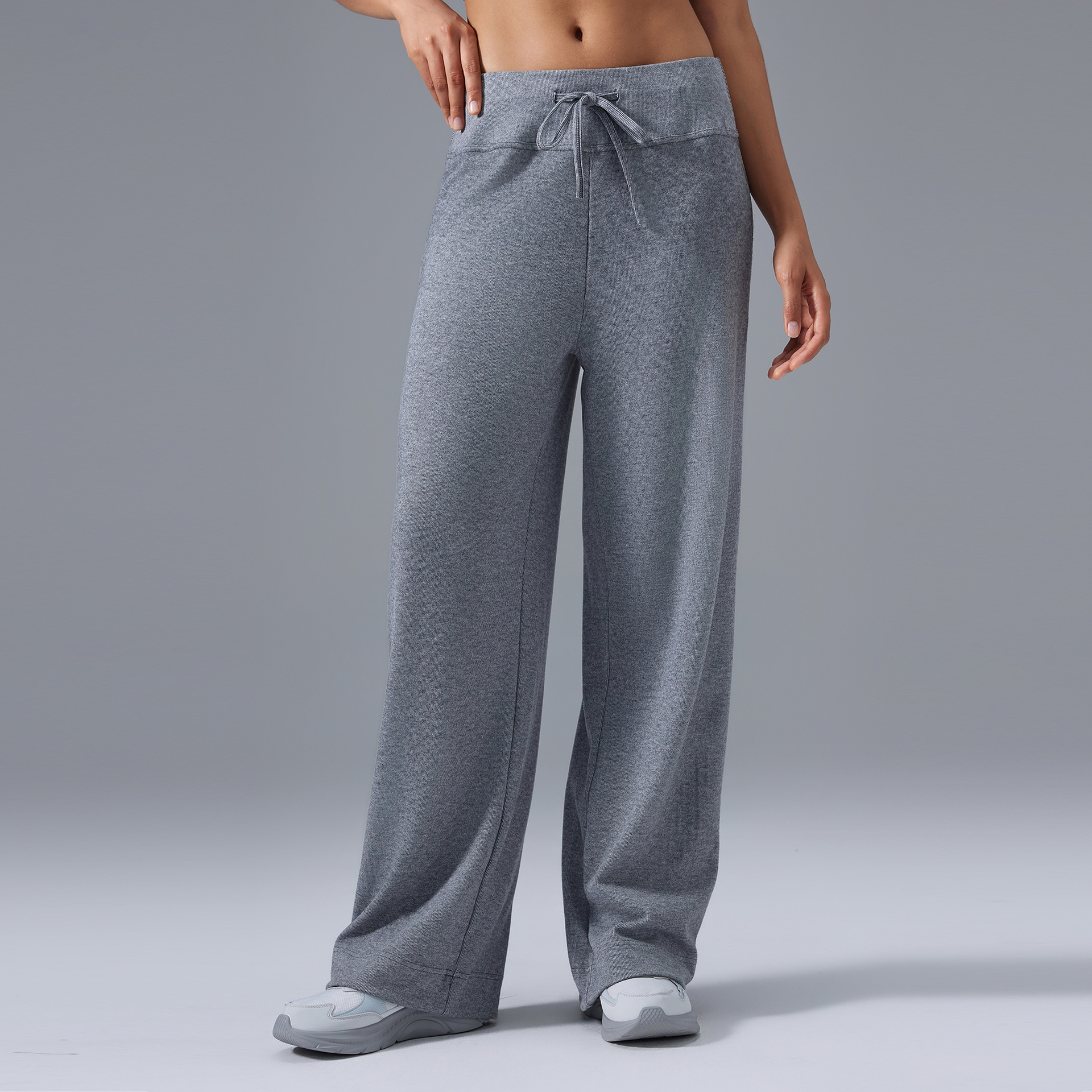 High-waisted drawstring loose-fitting breathable sports pants D25100