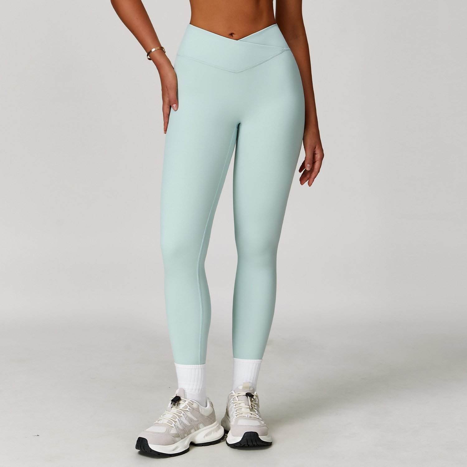  Women's Cross-Waist High-Waisted Compression Seamless Yoga Leggings 4501
