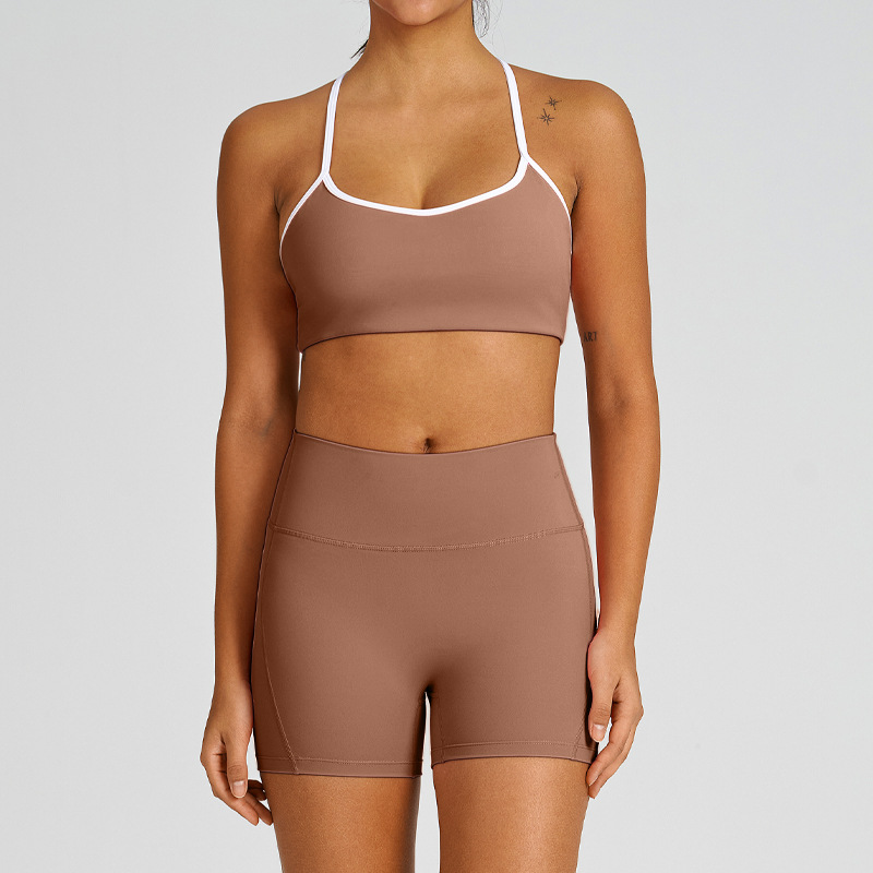 Slimming Compression Spaghetti Strap Open-Back Running Shorts Set SKL-QY-B6001+K5007