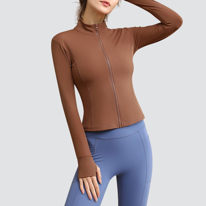 Slim Fit Yoga Jacket for Women Casual Sport Top with Windproof Standing Collar SKL-QY22402