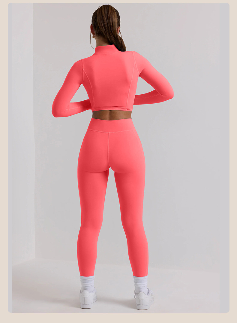 Long-Sleeve Top & High-Waisted Yoga Leggings Compression Set SKL-QY-T3831+K3504