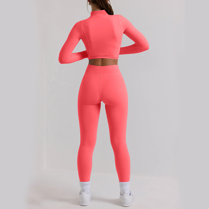 Long-Sleeve Top & High-Waisted Yoga Leggings Compression Set SKL-QY-T3831+K3504