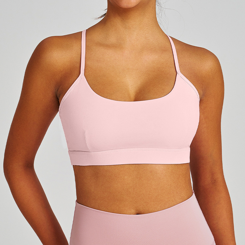 Nude - feel Padded Bust - binding Slim - fit Yoga Bra SKL-QY-B4033