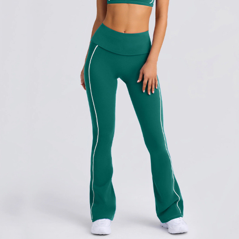Color-block Striped Yoga Pants for Women, Flared Long Pants for Running and Fitness SKL-QY-K4599