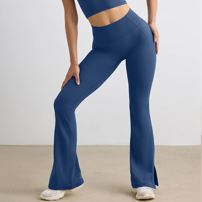 High-waisted Butt Lifting Nude Feeling Wide Leg and Bootcut Pants for Women's Sports SKL-QY-K4521