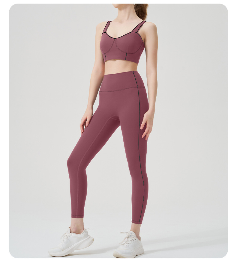 Colorblock Open-Back Multi-Sport Yoga Set with Sports Bra for Running & Fitness SKL-QY-B4037+K4624