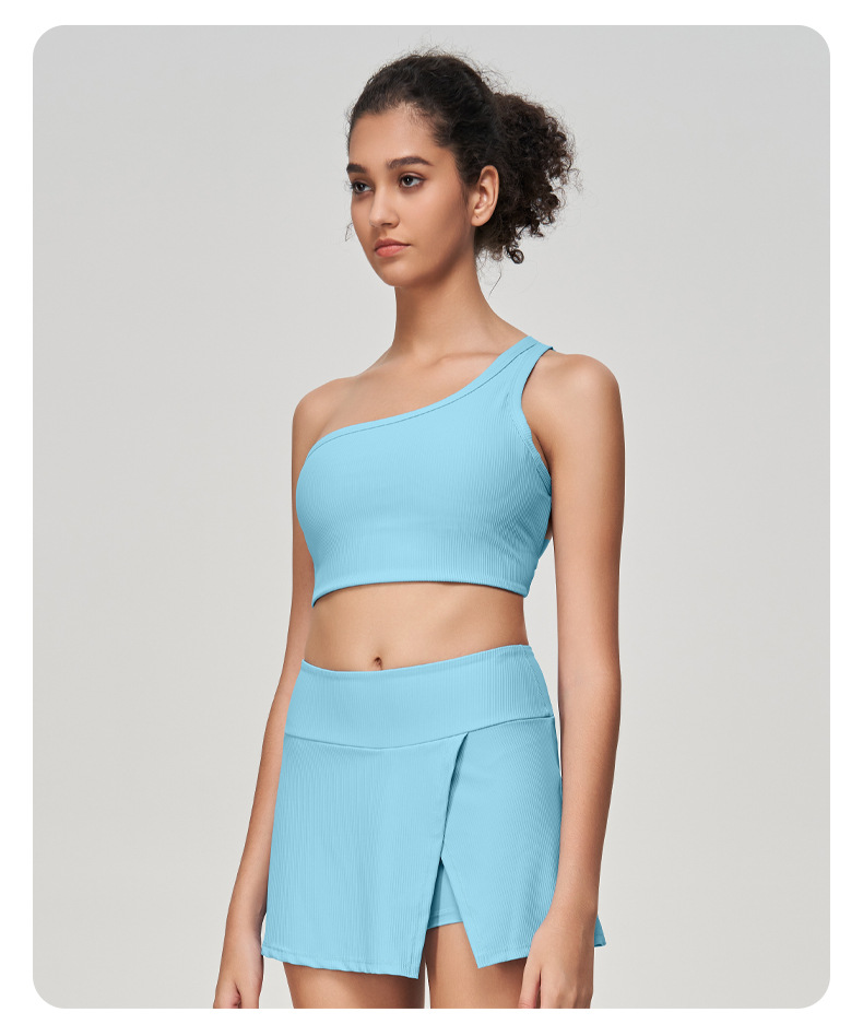 Strappy Open-Back Tennis Skirt & Yoga Tank Top Fitness Set SKL-QY-B3064+K3603