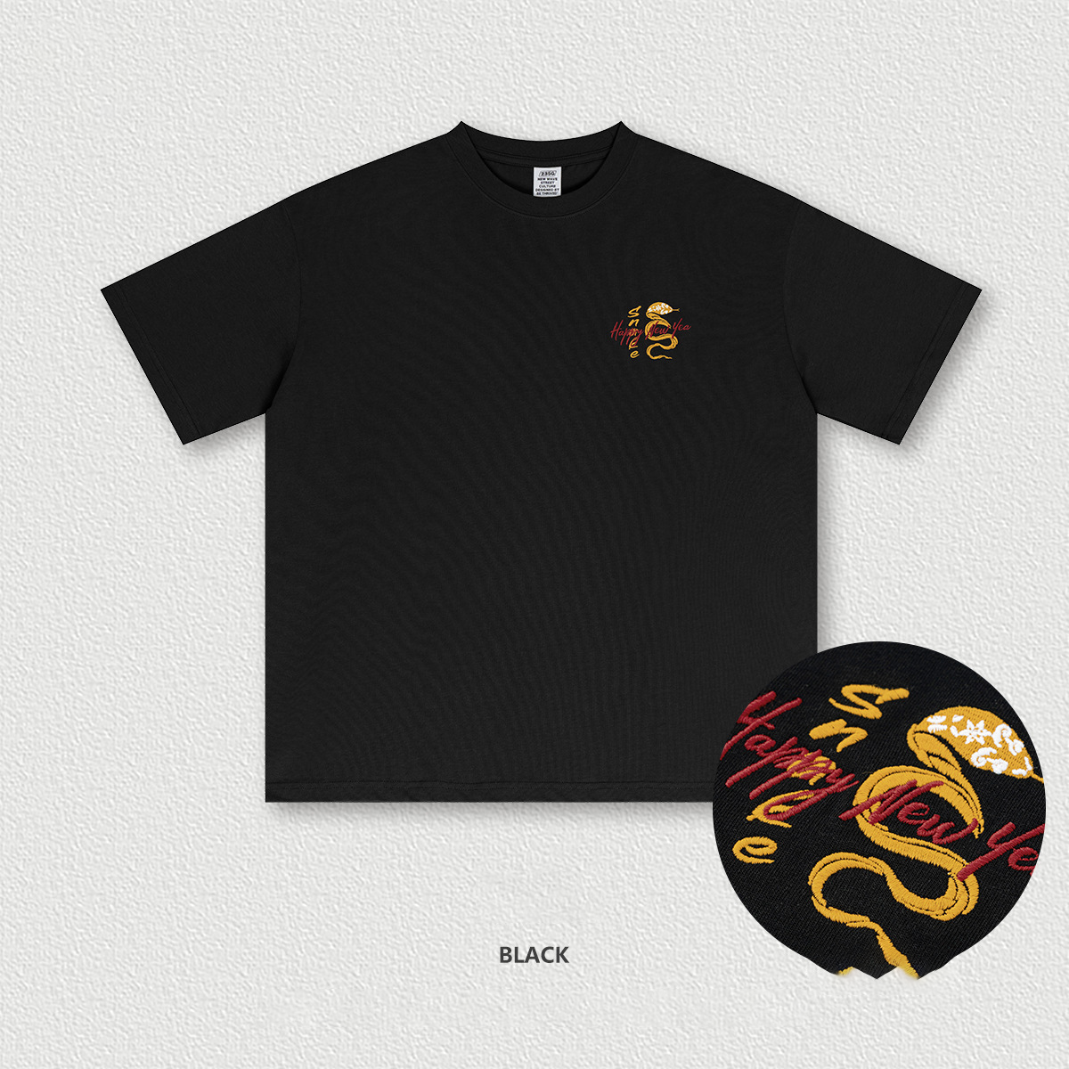 Year of Snake Embroidery Burgundy Short Sleeve BE7523