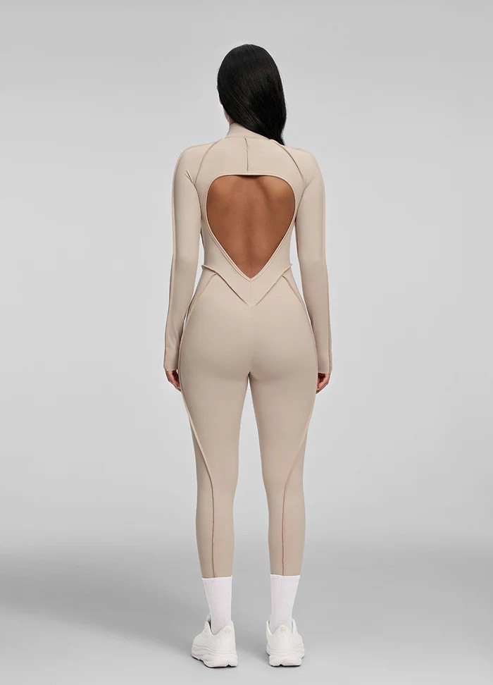 Comfortable Slim Fit Open-Back Long Length Yoga Jumpsuit with Built-in Bra SKL-FNK25122