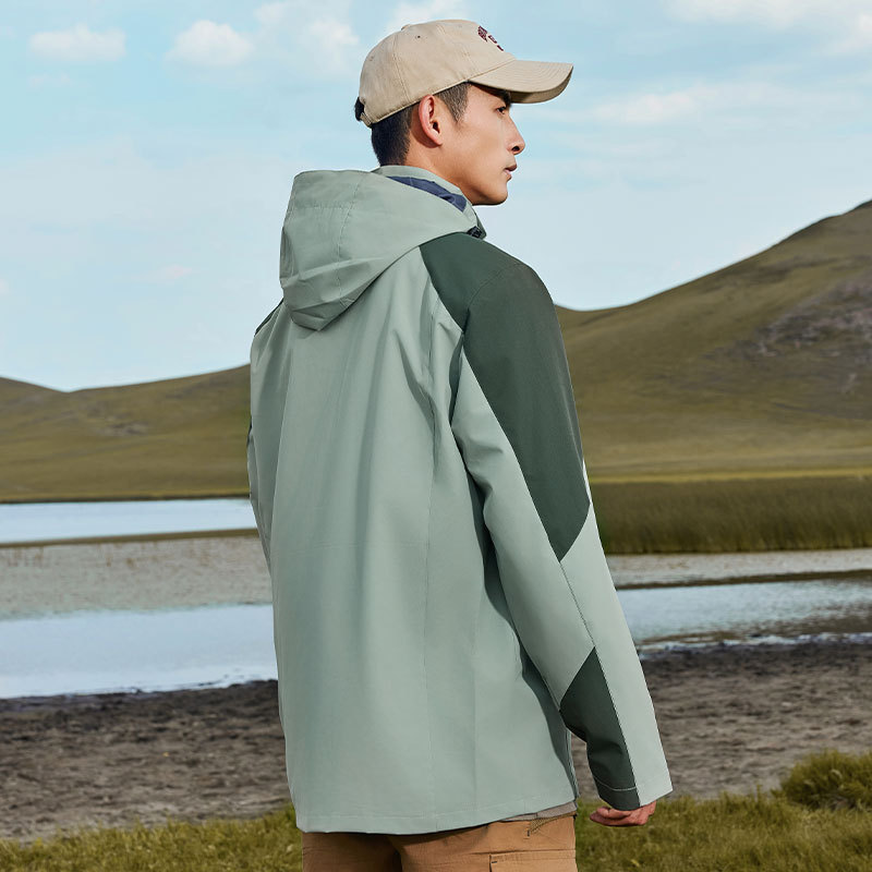Men's Colorblock Single-Layer Windproof Waterproof Hiking Jacket 909