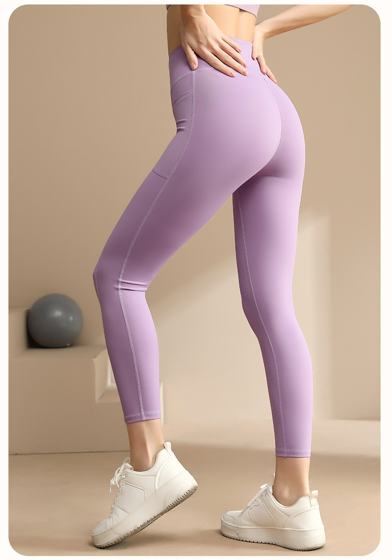 Nude - feeling High - waisted Slimming Yoga Pants with Long Length and Two Pockets SKL-QY-K3504