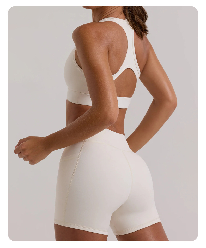 Hanging - neck Sports Bra Top with Shorts Yoga Outfit Set for Fitness and Running SKL-QY-B3073+K3611