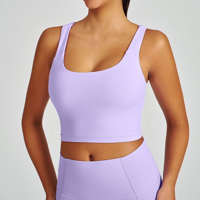 Strappy Open-Back Slim-Fit Yoga Tank with Shockproof Push-Up Support for Running & Fitness SKL-QY-B6002
