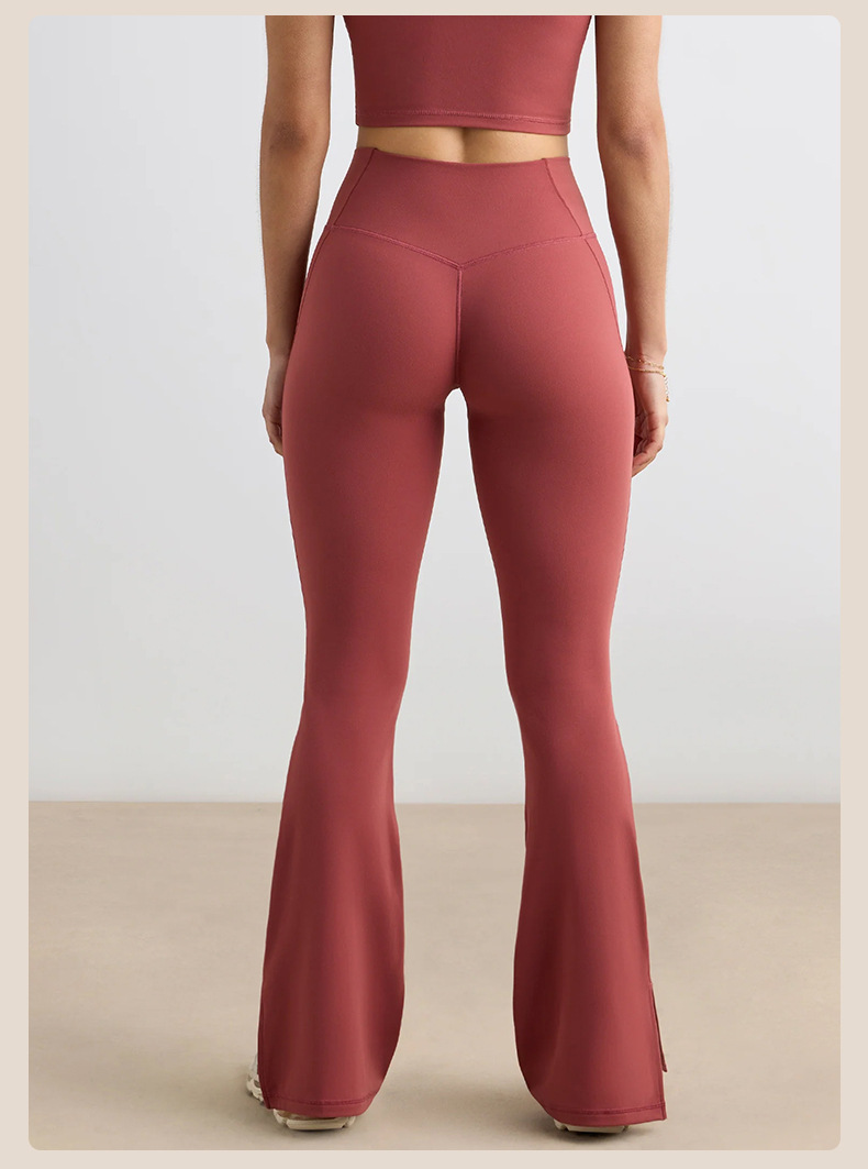 High-waisted Butt Lifting Nude Feeling Wide Leg and Bootcut Pants for Women's Sports SKL-QY-K4521