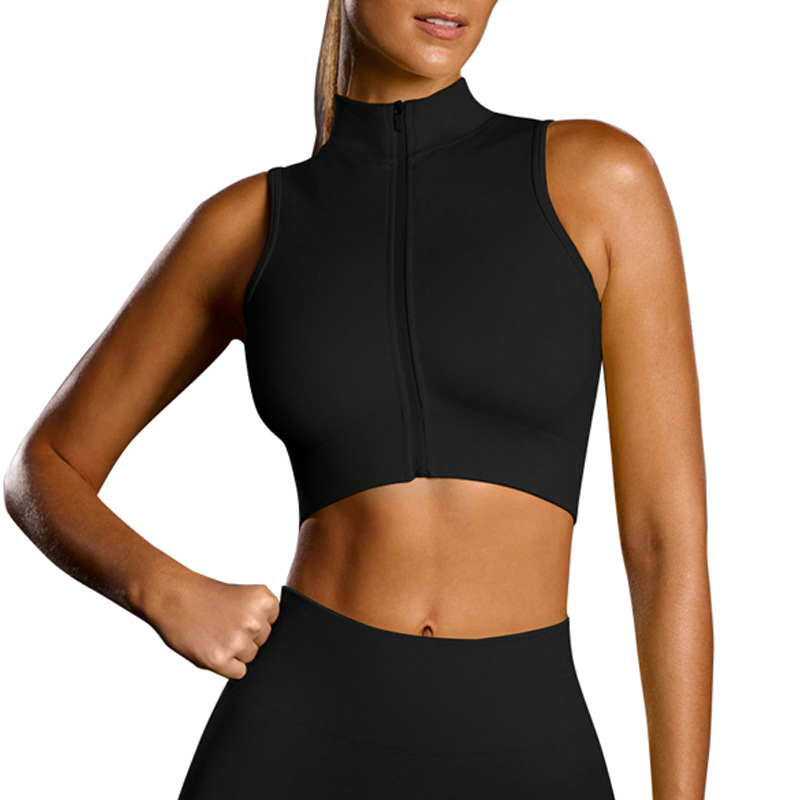 Women's Zip-Up Sexy Running Vest with Shockproof Support SKL-QY-T3833-1
