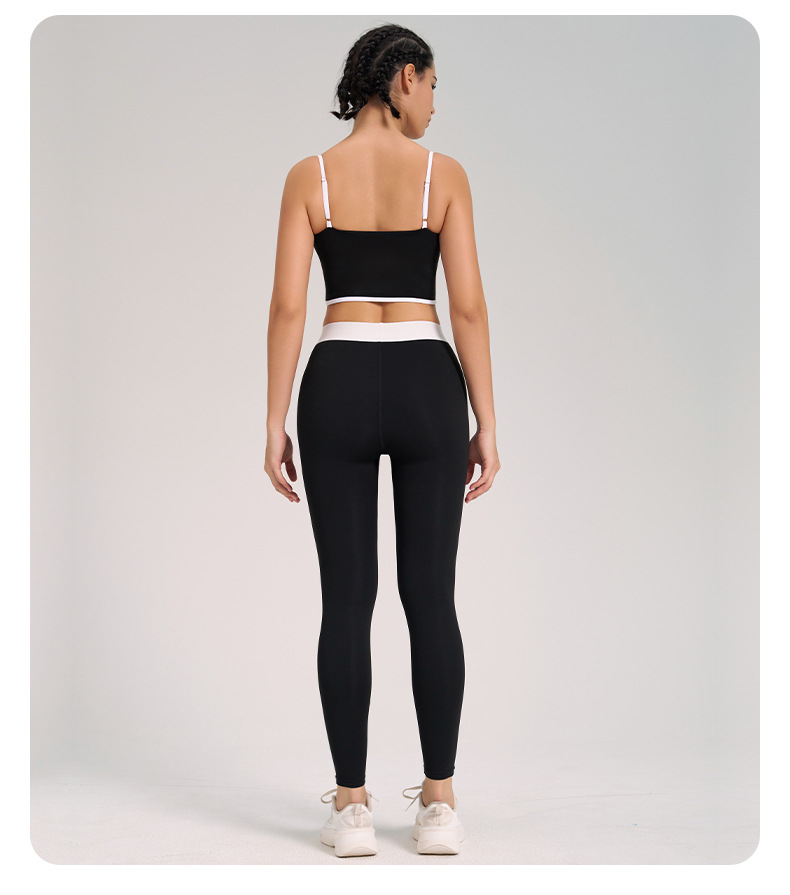Slimming Compression Spaghetti Strap Open-Back Running Pants Set SKL-QY-B4023+K4560