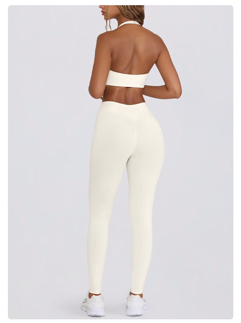Halter Neck Solid Color Open-Back Yoga Bra SKL-QY-B6505