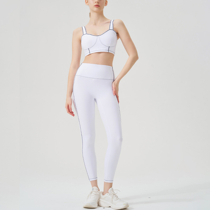 Colorblock Open-Back Multi-Sport Yoga Set with Sports Bra for Running & Fitness SKL-QY-B4037+K4624