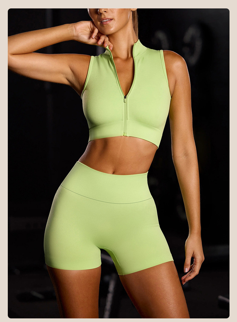 Women's Zip-Up Sexy Running Vest with Shockproof Support SKL-QY-T3833-1