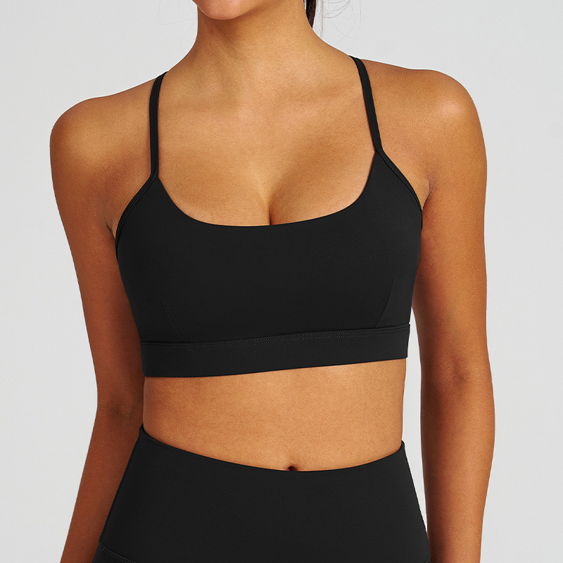 Nude - feel Padded Bust - binding Slim - fit Yoga Bra SKL-QY-B4033