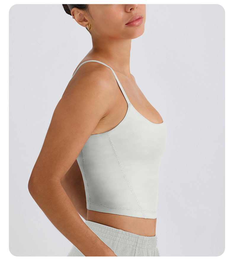 Thin-Strap Yoga Tank Top with Fixed Cups for Fitness SKL-QY-T4844