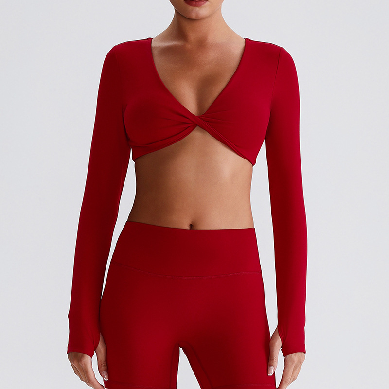  Knot Long - Sleeve Yoga Bra  Sports Bras Come With Chest Pads SKL-LQ8019