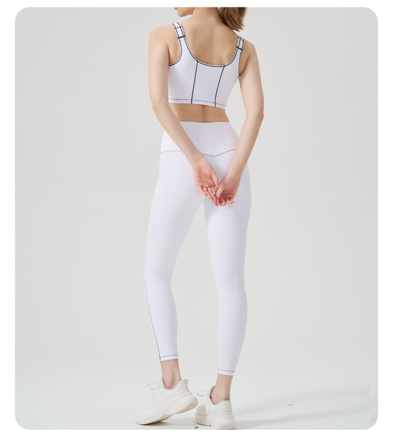 Colorblock Open-Back Multi-Sport Yoga Set with Sports Bra for Running & Fitness SKL-QY-B4037+K4624