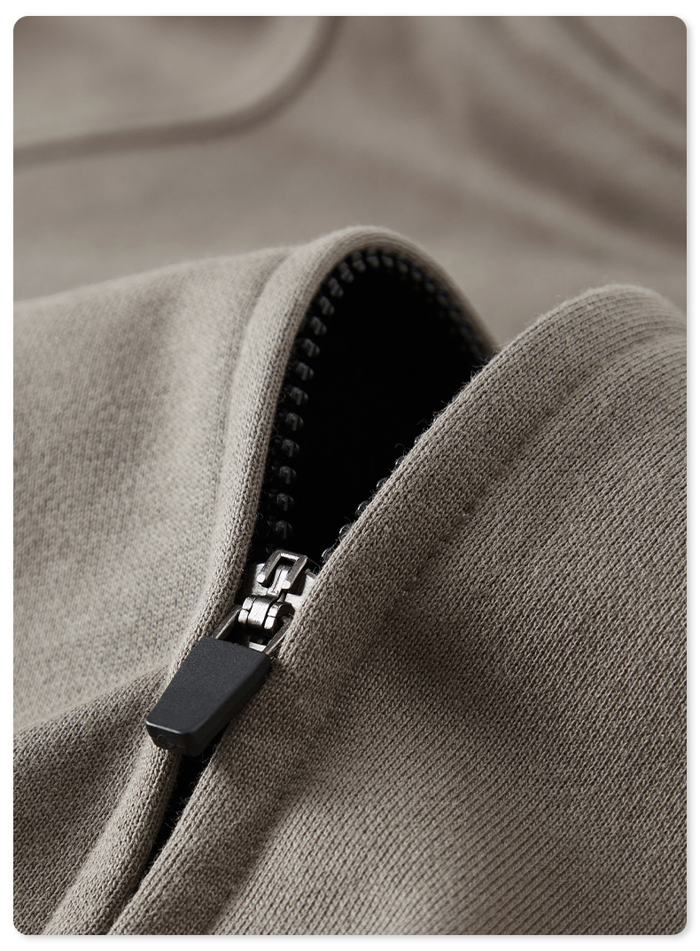  Earth Tone Sporty Loose Hooded Zip-Up Cardigan BEW0050