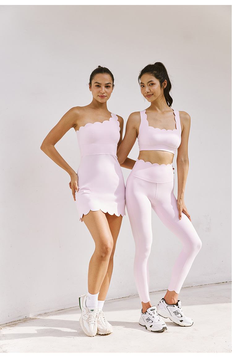 Women's Lace-Trimmed One-Shoulder Dress with Built-in Bra for Yoga SKL-FNK25135