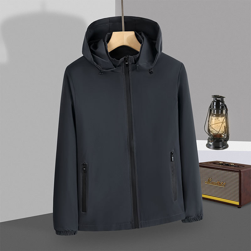 Men's Hooded Single-Layer Windproof Waterproof Jacket 672