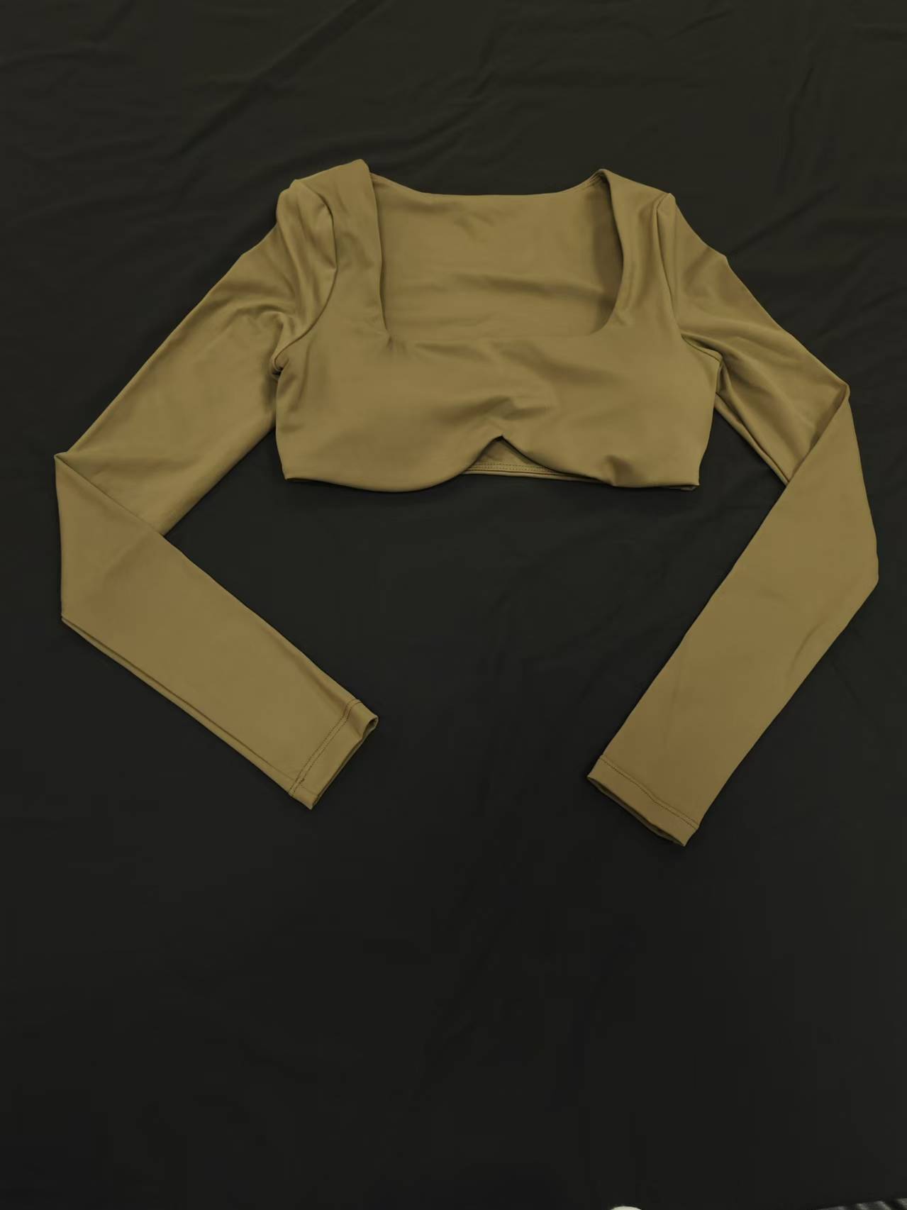 Comfortable Skin-Friendly Long-Sleeve Crop Top with Built-in Bra SKL-FNK8830