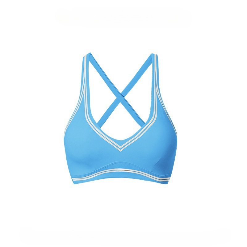 V-Neck 3D Colorblock Crossback Yoga Bra SKL-FNK25143