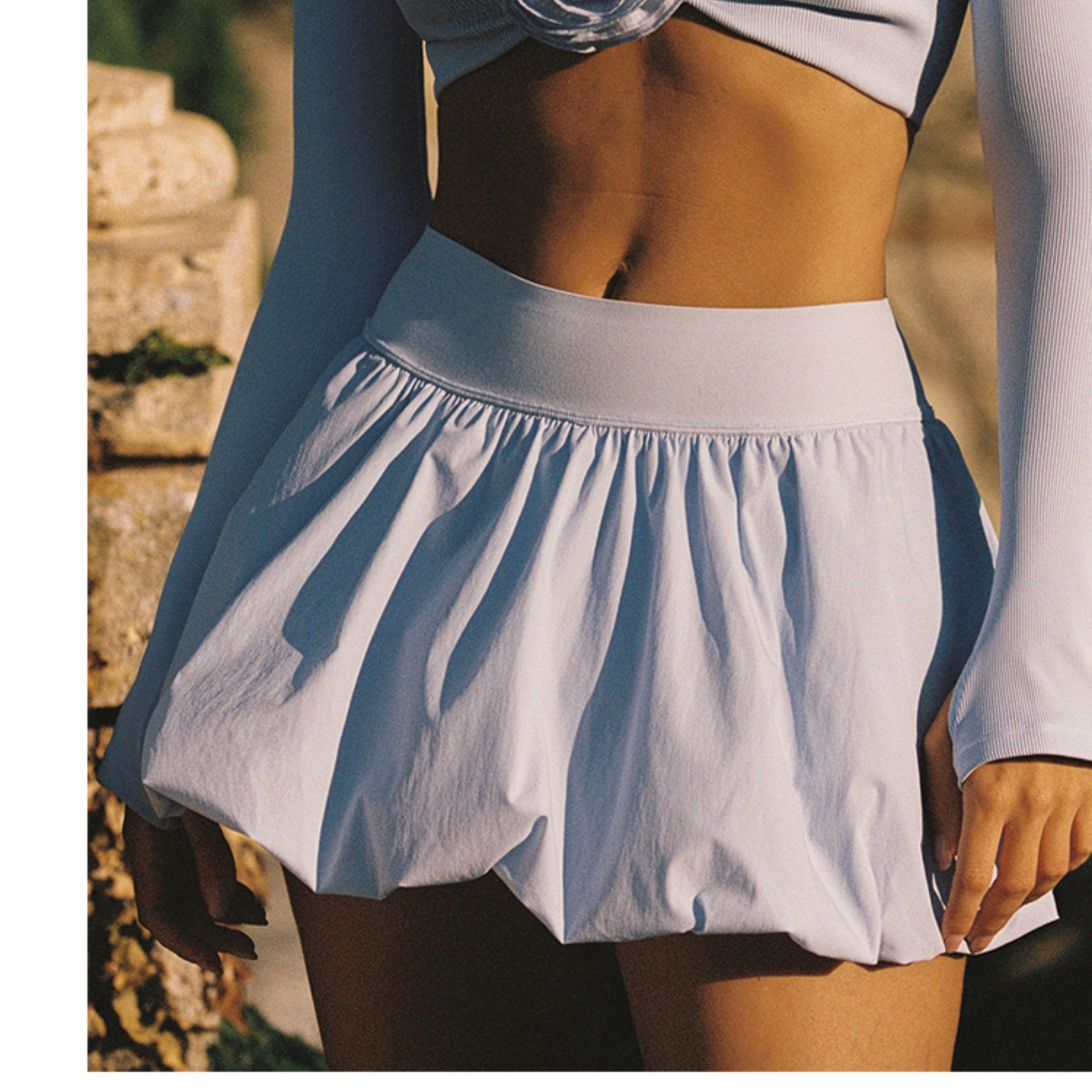 Solid Color Breathable Bubble Tulip Skirt for Yoga Tennis and Fitness SKL-FNK7703
